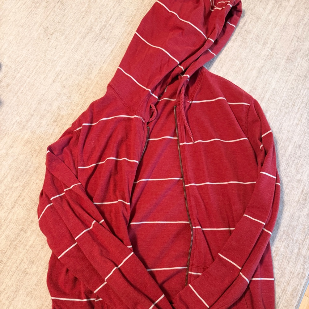 Old Navy Red and White Striped Hoodie